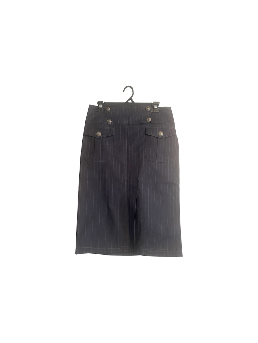 NWT Cache Denim Pinstripe Button Front Skirt Size 8
